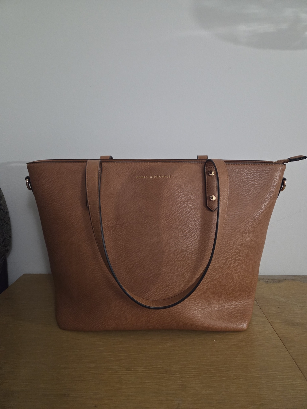 Poppy And Peonies Go Getter Tote In Cognac